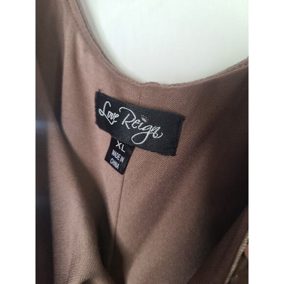 Love Reign Mini Tank Dress Silver Sequin Brown XL Stretch Mob Wife Party Club - Picture 6 of 10